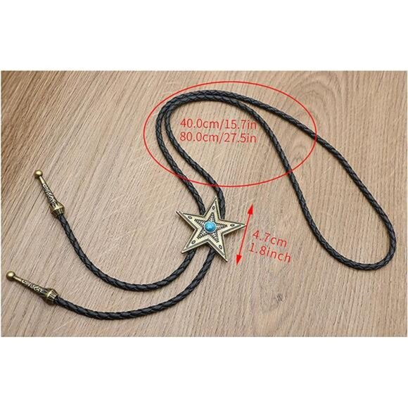 Bolo Tie for Men Women Five_pointed Star Bronze - Picture 3 of 6